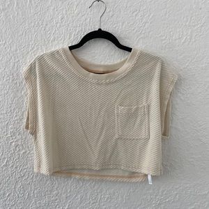 Ribbed Terry Cream Crop